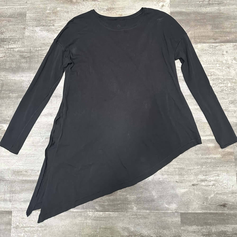 lululemon athletica Black Asymmetrical Long Sleeve Tee